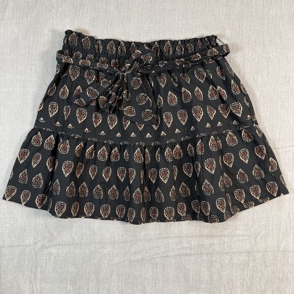 Anthropologie Dresses & Skirts - NWT Anthropologie The Somerset Mini Skirt Smocked Block Print Black Tan L Large